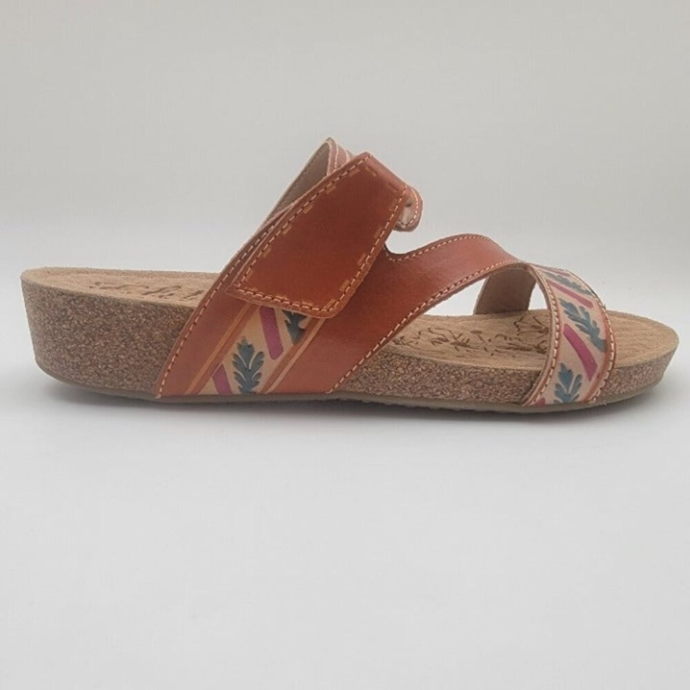 Elite by Corky's "Echo" Slip On Leather Sandal Amber Size 10 - Picture 4 of 5